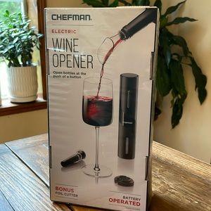 Chefman - NIB electric wine, opener with spout and foil cutter and stopper